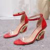 Fashion PVC Women Heeled Sandals Super High Heels Shoes Woman 2025 Trend Summer Shallow Dress Designer Pumps Plus Size Sandalias Mujer