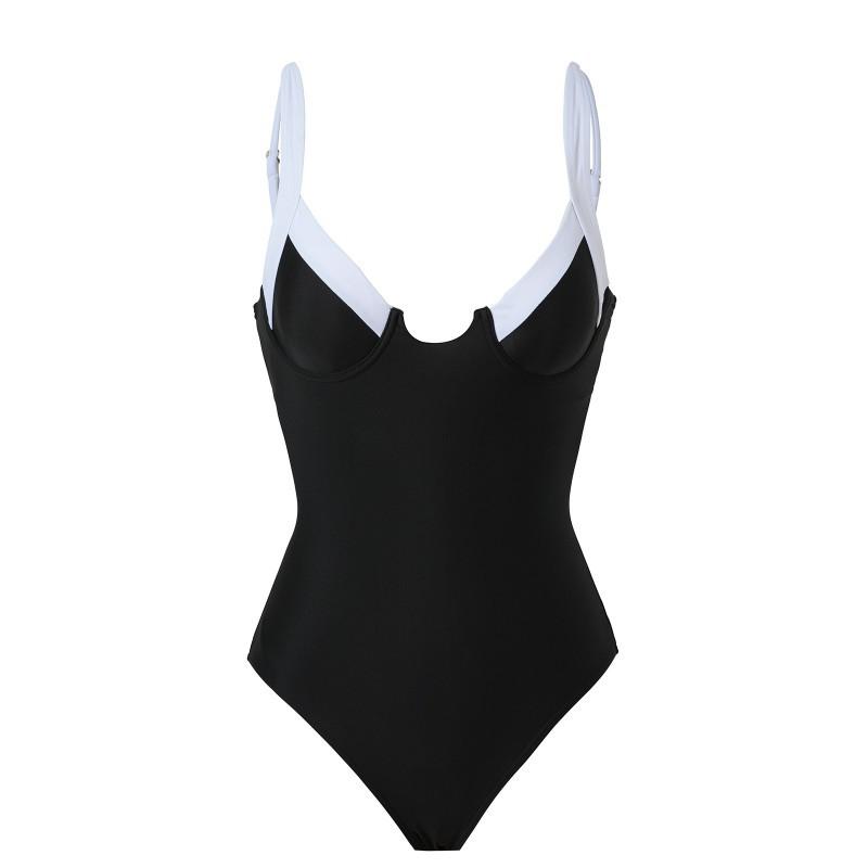 Swimsuit One-piece Color Matching Sexy Bikini Women Solid