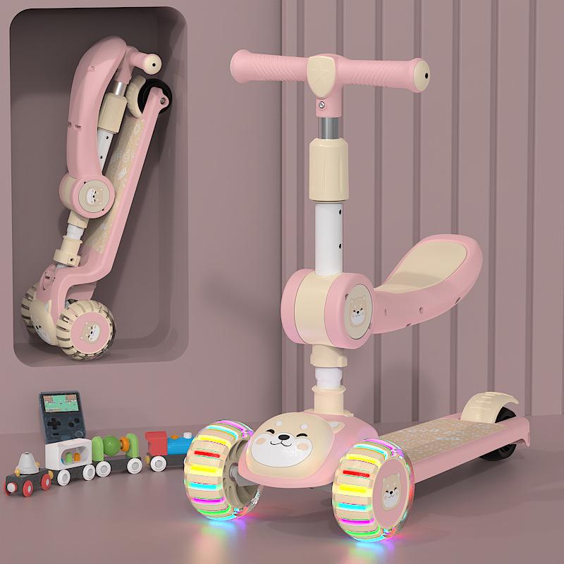 Hulajnoga dziecięca, Hulajnoga składana ślizgowa trzy w jednym dla chłopców i dziewczynek