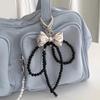Elegant Pearls and Bowknot Charm Pendnat Keychain Set Sturdy Alloy Bag Accessories Portable for Trendy Women Ladies