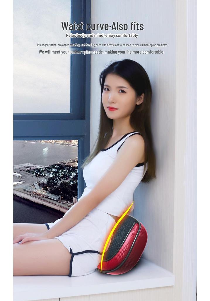 Trapezius Kneading Grasp Spine Massager Pillow with Constant Temperature for Cervical and Lumbar Relief.
