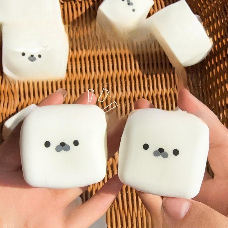 Cute Milk Cube Seal Squeeze Toy Kawaii Soft Slow Rising Stress Relief Fidget Toy Sensory Stress Ball Lovely Birthday Gift