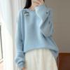 2026 Autumn/Winter Pure Wool Embroidered Loose Knit Pullover