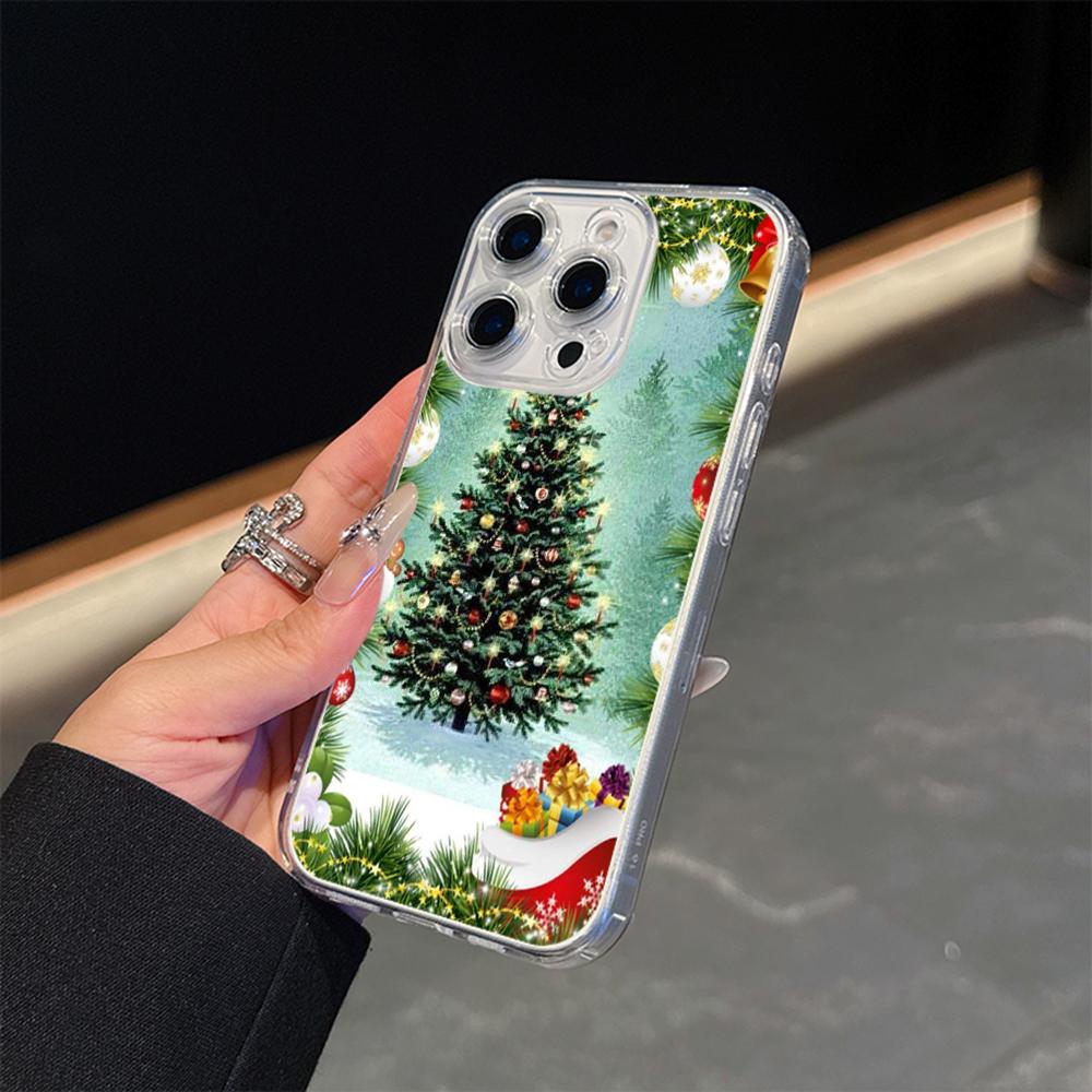 Ae121 Merry Christmas Santa Design Art Magsafe Transparent Cases for Samsung S23 S24 Ultra S21 FE iPhone16 Pro Max Magnetic Wireless Charge Back Cover