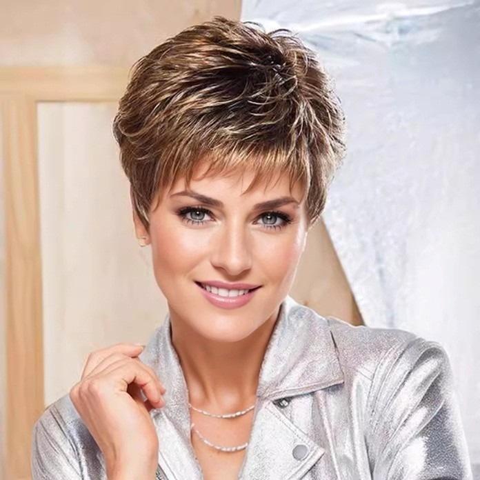 Женский короткий прямой парик в европейском и американском стиле, модная прическа «бабушка» для женщин среднего и пожилого возраста коричневый