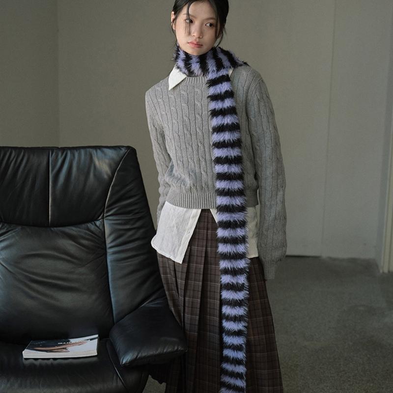 Knit Scarf for Women Long Skinny Belt Necktie Neck Scarf Girls Photo Props Long Neckerchief Skinny Scarf Necktie