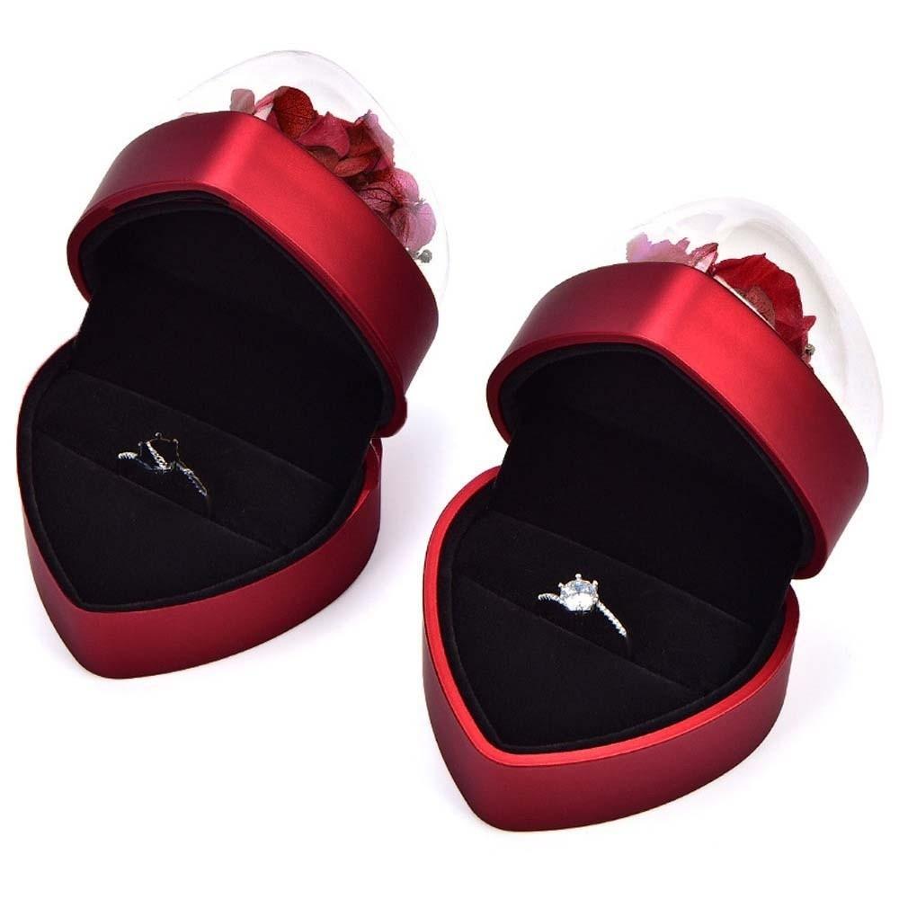 Verbundpapier-Ring-Display-Etui Rosen-Schmuck-Organizer Luxuriöse Herz-Ring-Box Herren