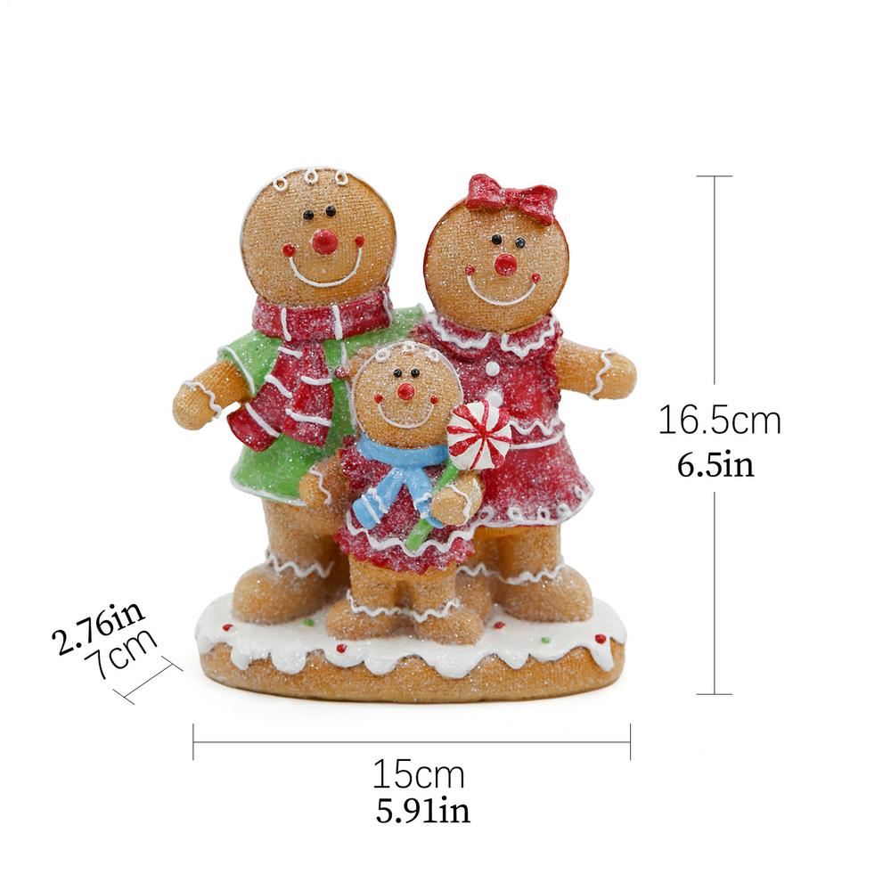 Christmas Gingerbread Figurine Decoration Resin Boy Girl Family Statue Ornaments Christmas Gingerbread Man Decor For Living Room