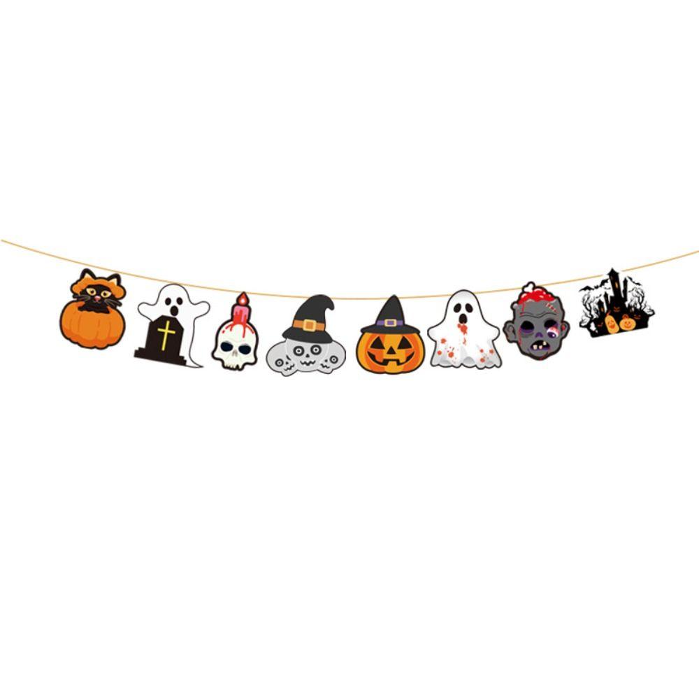 Ghost Halloween Flags Pumpkin Ghost Garden Banner Funny Haunted House Pull Flags  Party Supplies