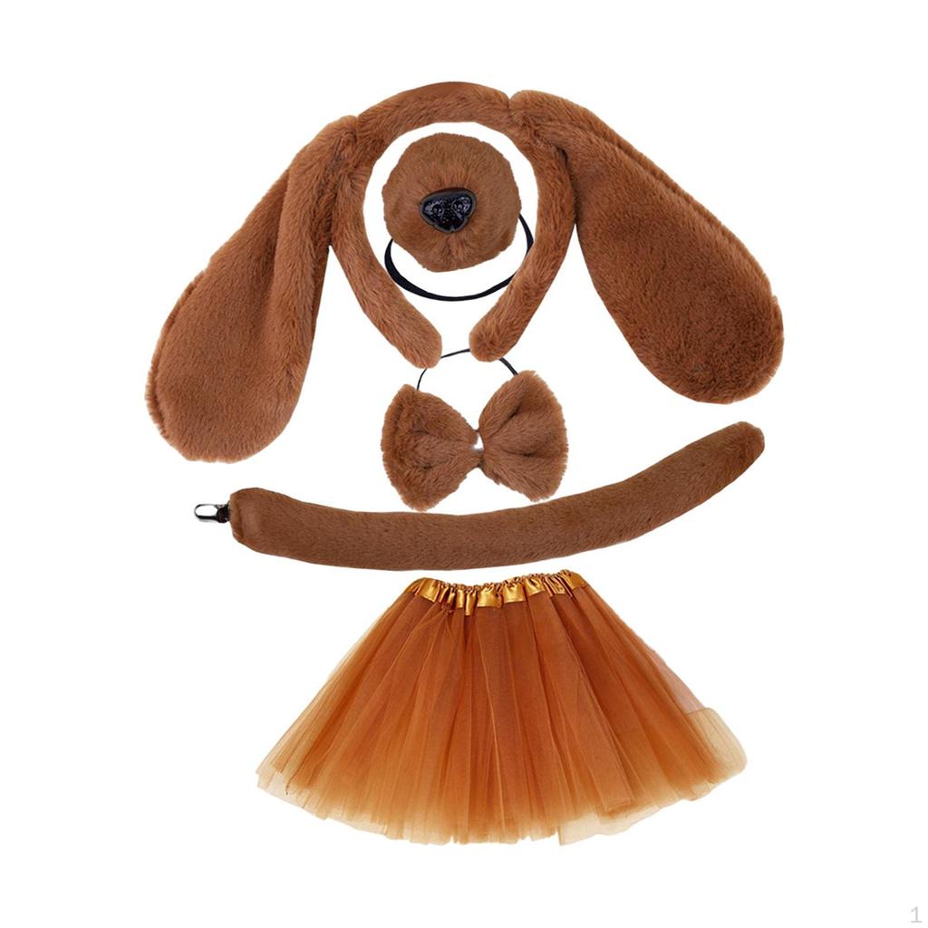 Puppy Dog Ears and Long Tail Hair Clip Faux Dress Up Cat Ear Lolita Hoop
