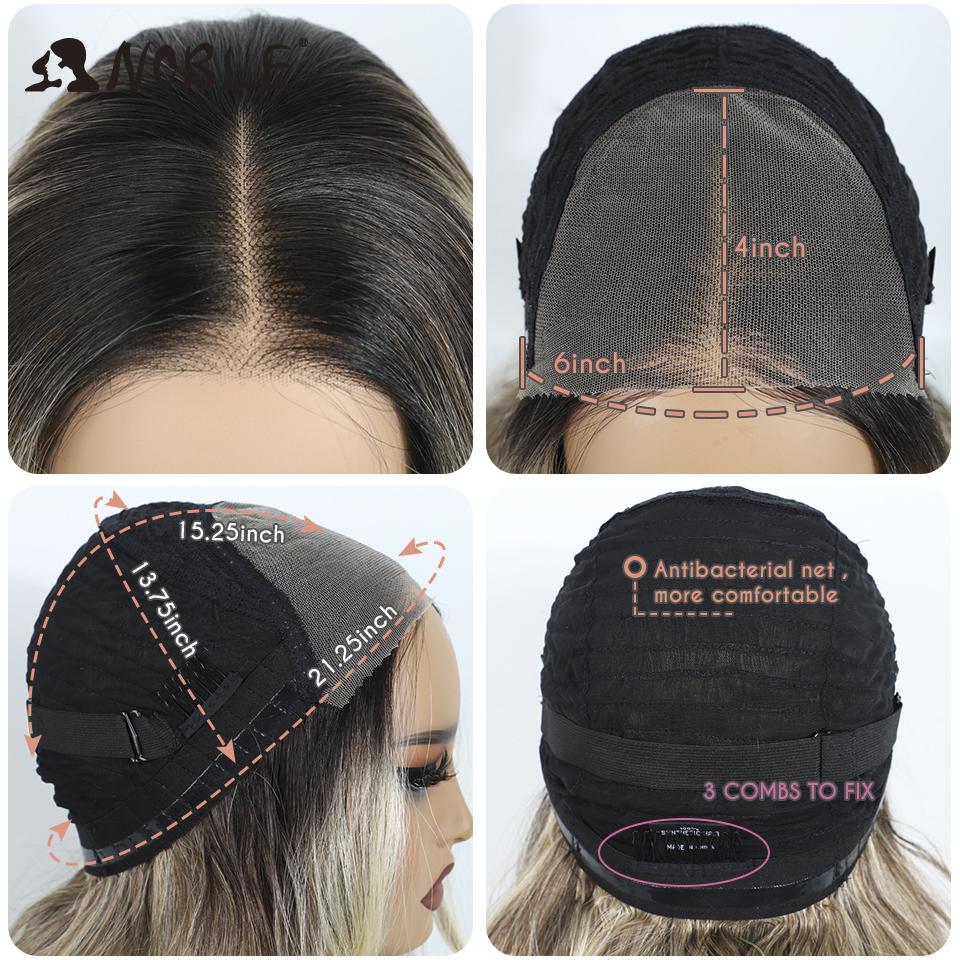 Edle Synthetische Spitze Front Perücken für Damen 24 Zoll Gerade Spitze Perücke Ombre Braun 6x4 Vorzupft Vor geschnitten Anziehen und Los Gehen Klebstofflose Perücke