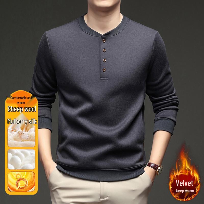 Men's Winter Fleece-Lined Long-Sleeve Casual Sweatshirt
