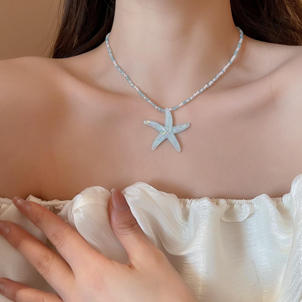 Contas de Arroz Estrela-do-mar Estrela-do-mar Boêmia Gargantilha Estrela-do-mar Boêmia Corrente de Contas de Arroz Estrela-do-mar Praia