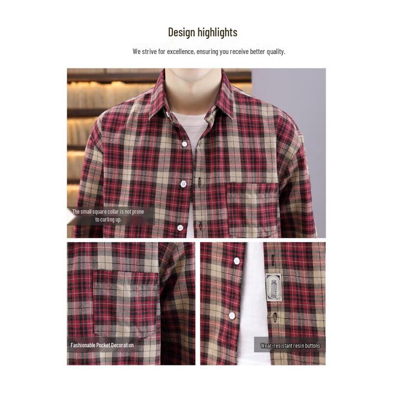 Yalu Men's Loose Fit Plaid Short-Sleeve Shirt
