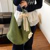 Simple Handmade Knit Shoulder Bag Bohemian Solid Color Crochet Tote Bag Large Capacity Hollow Out Woven Handbag Vacation