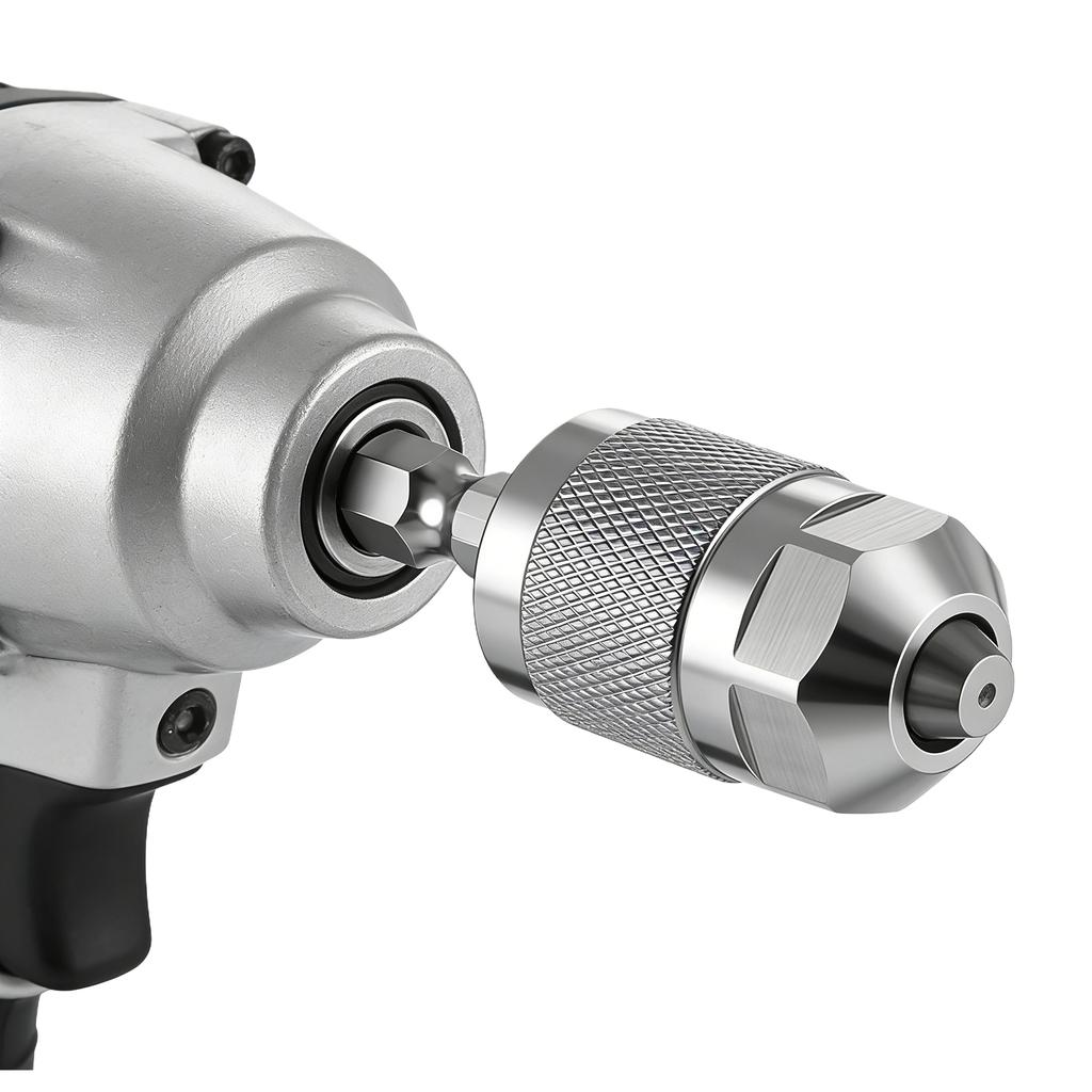 Drill Chuck Adapter Three Jaw Keyless Drill Chuck Aluminum Alloy Quick Change Tool for Pneumatic Electric and Manual Tools