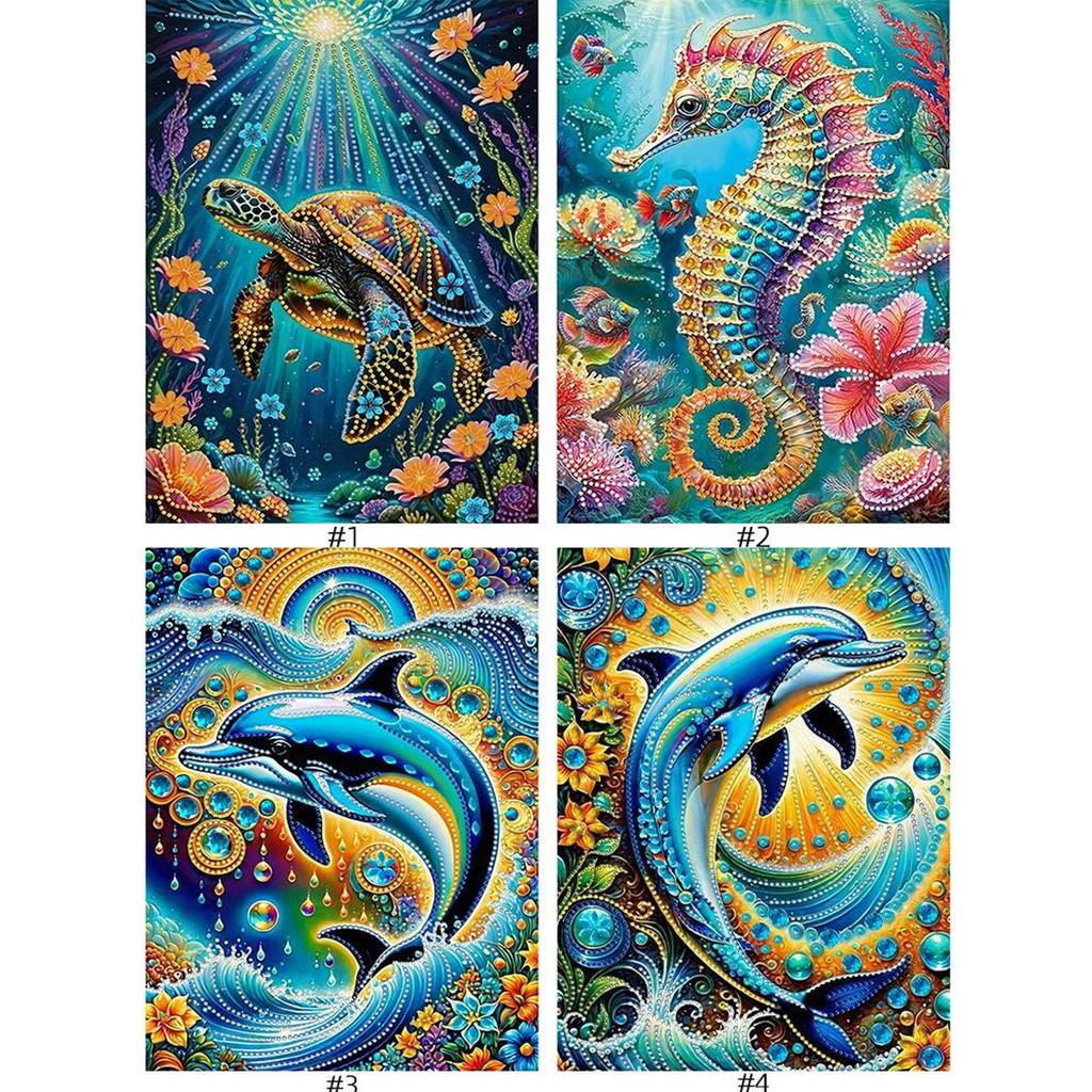 5D DIY Partial Special Shaped Drill Diamond Painting Kit Marine Animals Decor