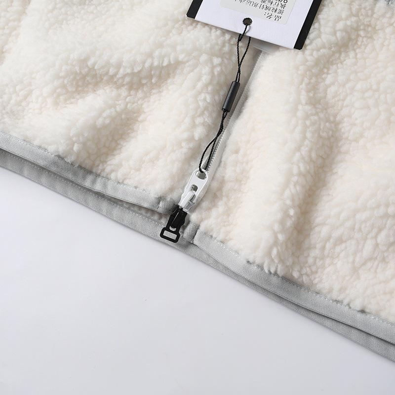 Men's Small Imitation Lambswool Fleece Stand Collar Cardigan Jacket
