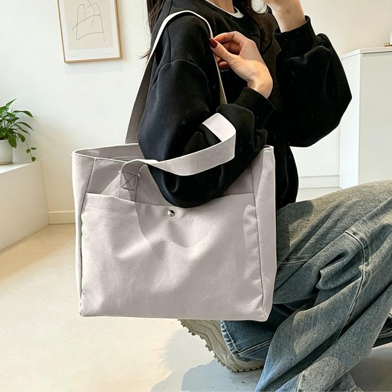 Schoolbag High Texture Large Capacity Canvas Bag 1011 New Fashion Simple Handbag Versatile Commuter Shoulder Tote Bag