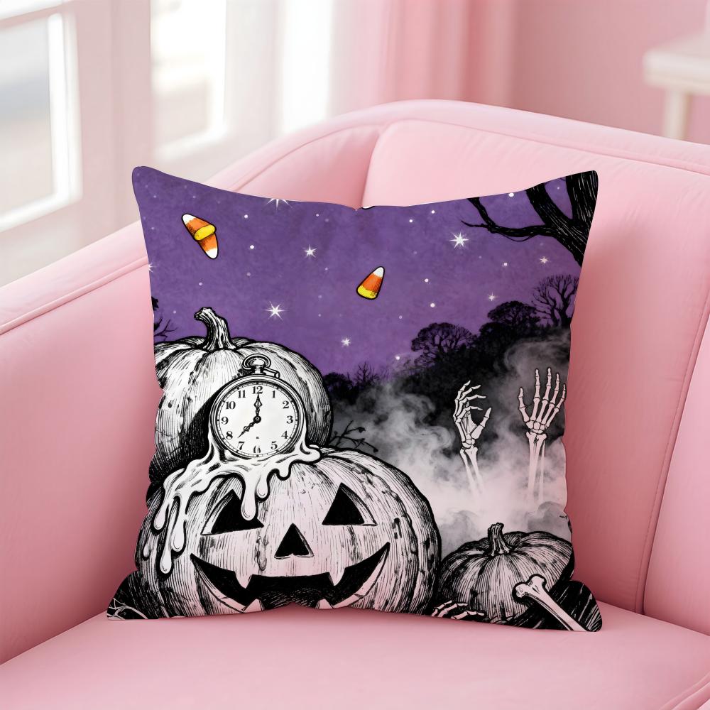 Happy Funny Spooky Surreal Art Halloween Cushion Cover Pillow Case Soft Skin Friendly Fabric Concealed Zipper