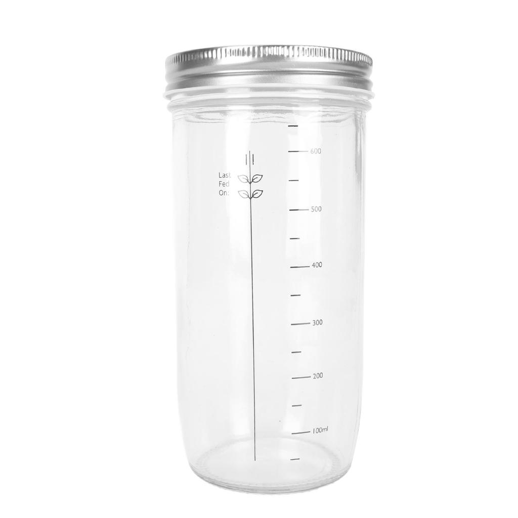 Sourdough Starter Kit 24oz Glass with Spatula Cloth Cover Feeding Line Marker Temperature Marker Sour Dough Starter Jar