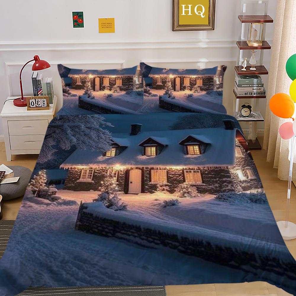 Crăciun Imprimat Home Lenjerie Queen Size Poliester Lenjerie de pat Copii Cuverturi Drăguțe de Înaltă Calitate