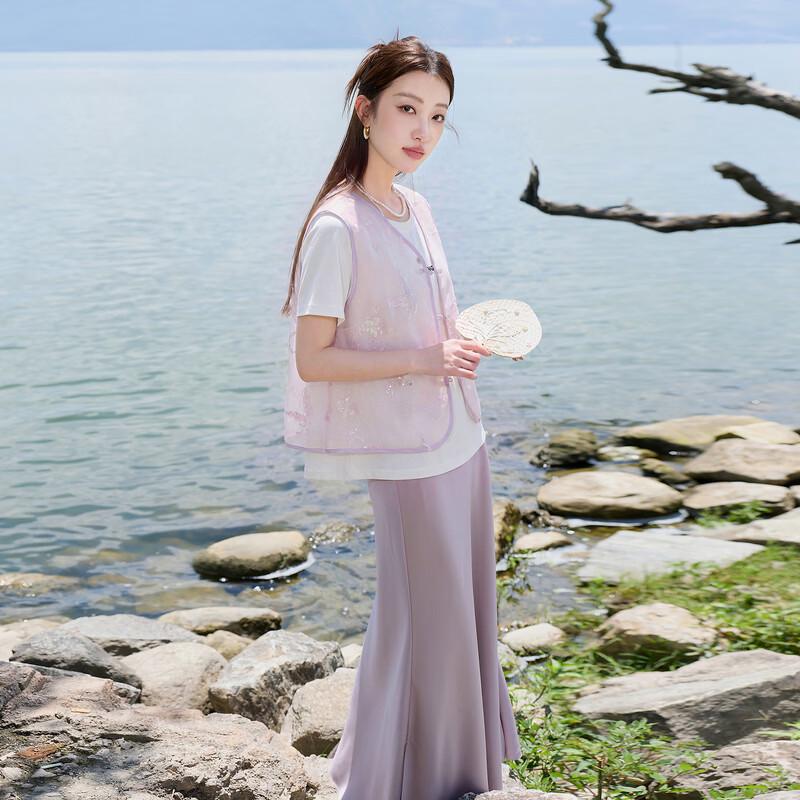Sancai Plus Size Embroidered Sleeveless New Chinese Style Vest