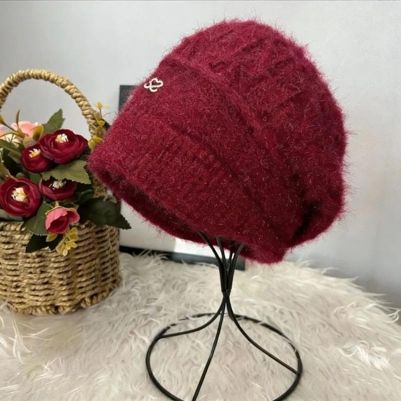 1Pcs Women'S Bonnet Double Layered Thickened Cold Ear Protection Hairline Beanie Winter Warm Knitted Hat Stacking Hat