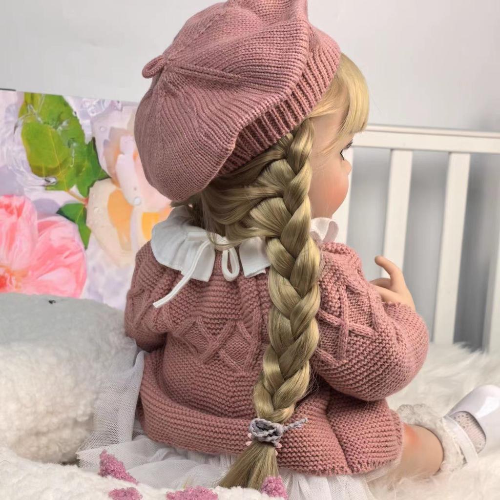 KEIUMI 22 Inch/55cm Reborn Baby Girl Doll Full Silicone Vinyl Gold Hair Doll Bebe Newborn For Child Birthday XMAS Gifts