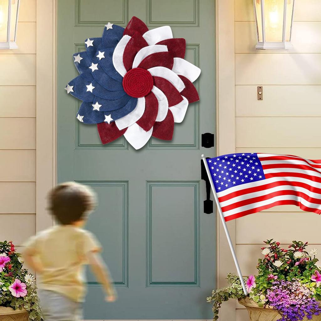 Independence Day Wreath Patriot Stars And Stripes Red, And Blue Star Decoration