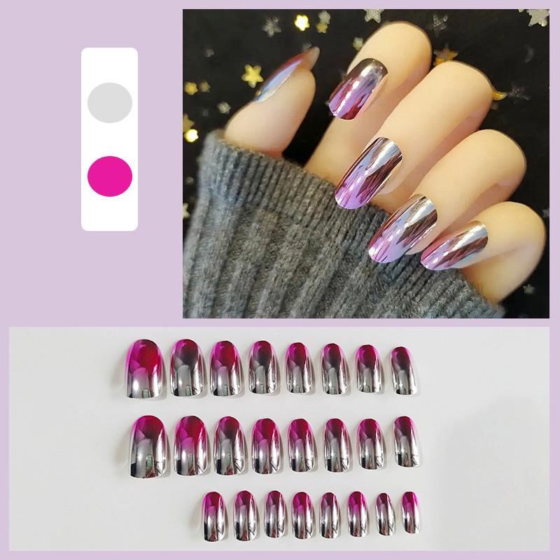 Duetové iridescentní lesklé odnímatelné laserové zrcadlové tipy umělých nehtů