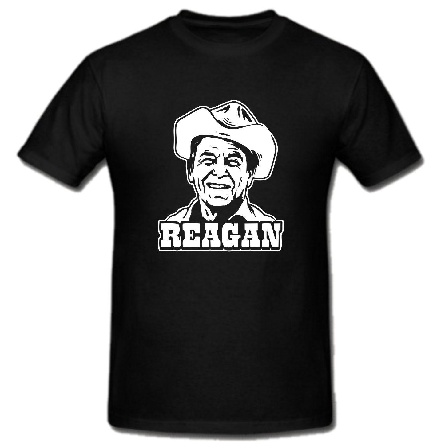 Ronald Reagan Cowboy Hat T Shirt Mens Womens Tees Top tee President USA XL