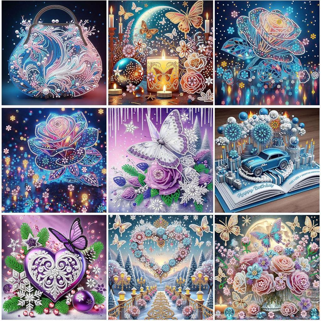 Flowers 5D DIY Diamond Art Painting Kits for Gift Home Wall Decor DIY Gem Art Diamond Painting Kits 30x30cm