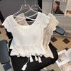 Tassel Hem Crochet Knit Top Crochet Knit Beach Cover Up Fashion Women Casual Blouse  Women Fashion