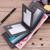 Men’s Four Fold Wallet PU Leather Short Wallet Multi Card Holder with Photo ID Window Driver License Pocket Business Bifold Purse