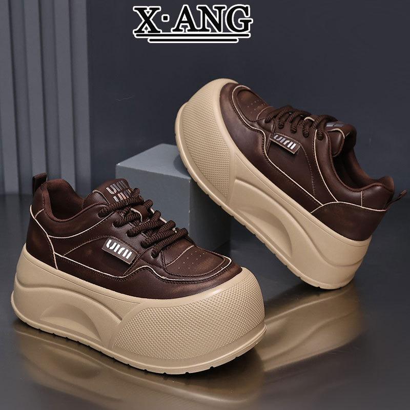 sponge cake thick sole height increase cm small women's shoes leather board shoes women's casual sports shoes lightweight white shoes