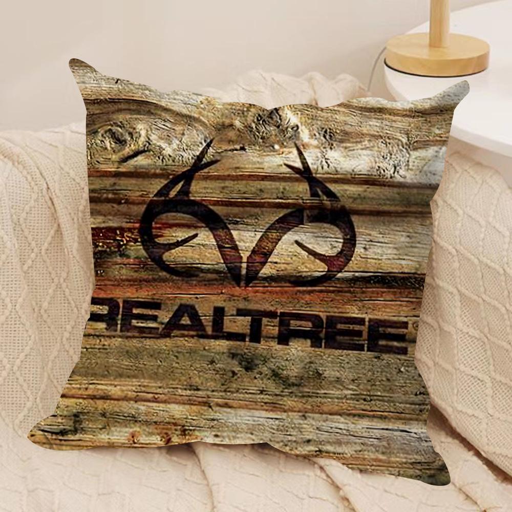 Cool R-Realtree Cushion Cover Silky Short Plush Double-Sided Printed Pillow Case for Sofa All Seasons Home Decor Gift