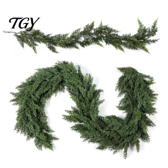 Commercial Christmas Display Greenery 4/6FT Artificial Cedar Garland, Real Touch Pine Garland Decoration, Faux Winter Wreath, Realistic Cypress