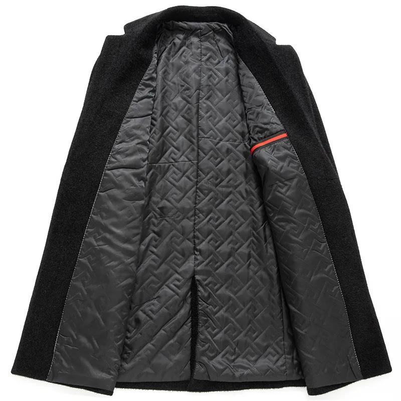 Nové Zimní Pánské Kašmírové Business Casual Kabáty Trenčkoty Pánský Fleecový Hřejivý Vlněný Mix Vysoká Kvalita Pánské Dlouhé Bundy 3XL