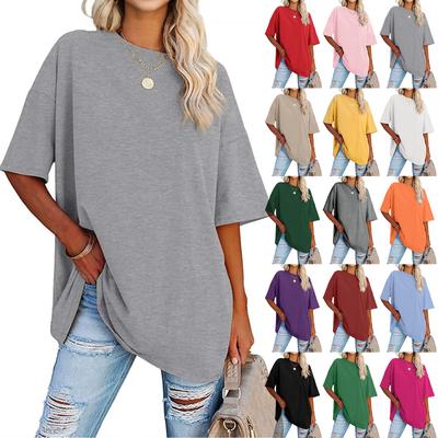 A -color Loose Short-sleeved, Round-neck Plate-sized Top For Women In Spring And Summer