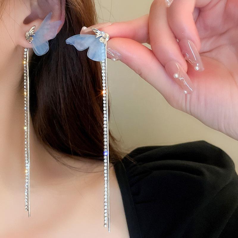 Fan Flower Bamboo Tassel Earrings Trend Ear Hook National Style Temperament High-end Earrings