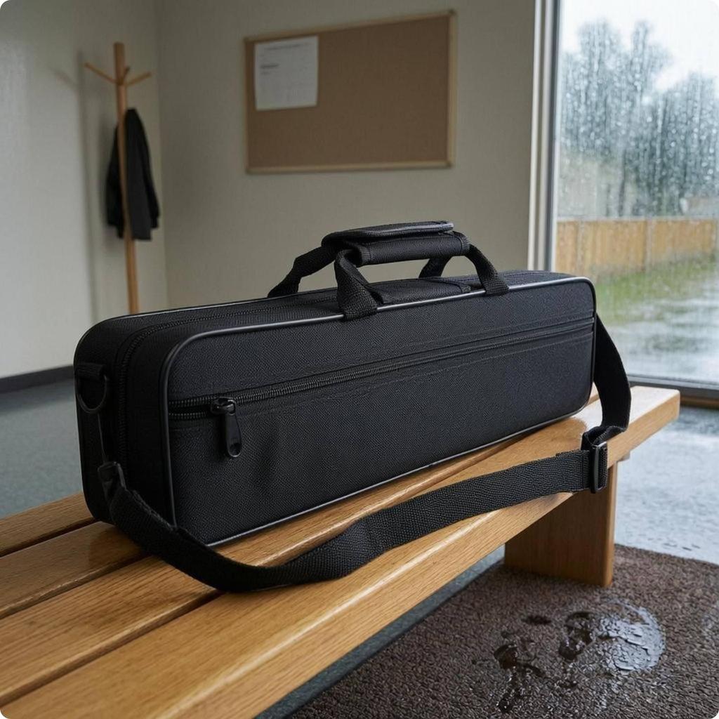 Flute Case Canvas Carrying Black Zipper Pouch