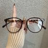 Vintage Oval Full Rim Non-Prescription Glasses Anti-Blue Light Clear Lens Fashionable Unisex Eyewear