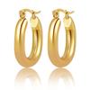 European American Classic Smooth C-Shaped Hoop Titanium Steel Retro Earrings for Women