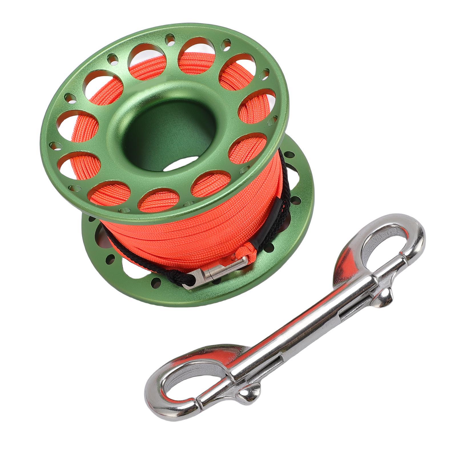 

30m 98.43ft Scuba Diving Reel Aviation Aluminum With Double Ended Hooks Multi Purpose Finger Spool Reel Black Green зелёный