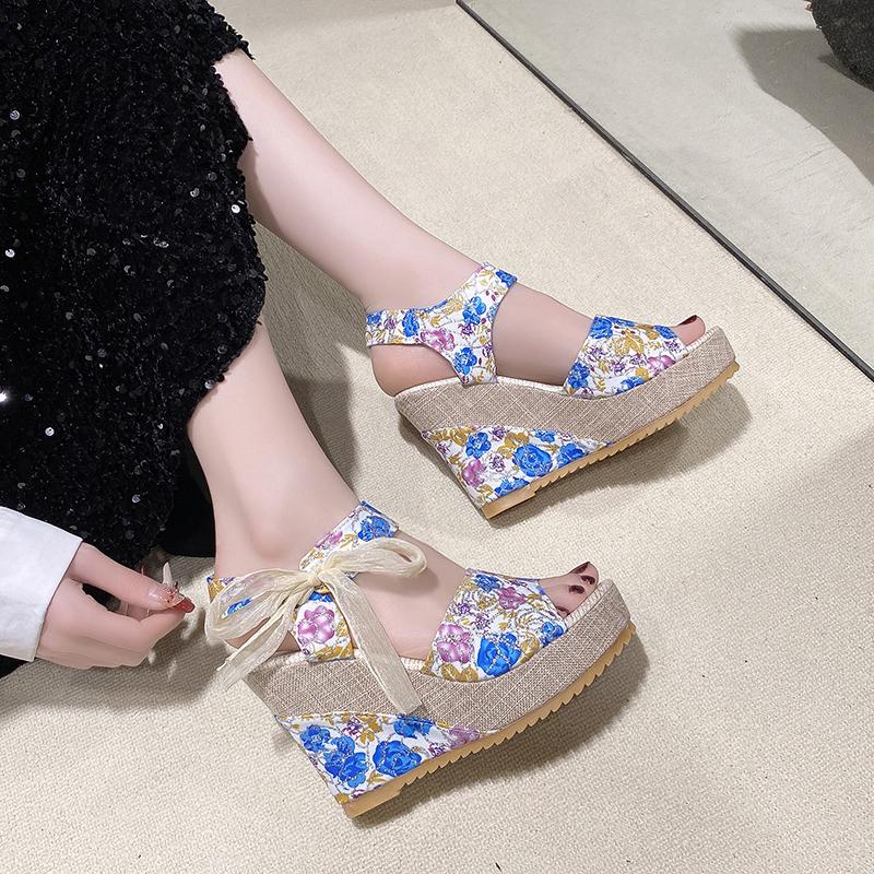 Fashion Nuevas Sandalias Formales De Cuña Cómodas Florales De Suela Gruesa 2024 Para Mujer Recién Lanzadas