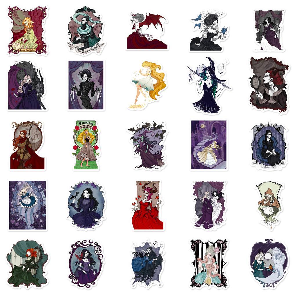 T01040492 Clearance 50 Sheets Of Black Fairy Tale Series Stickers Dark Wind Stickers Personalized Decorative Stickers Notebook