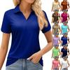 Women's Fashion Casual Lapel Short Sleeve Color Shirt Women's Up Tops