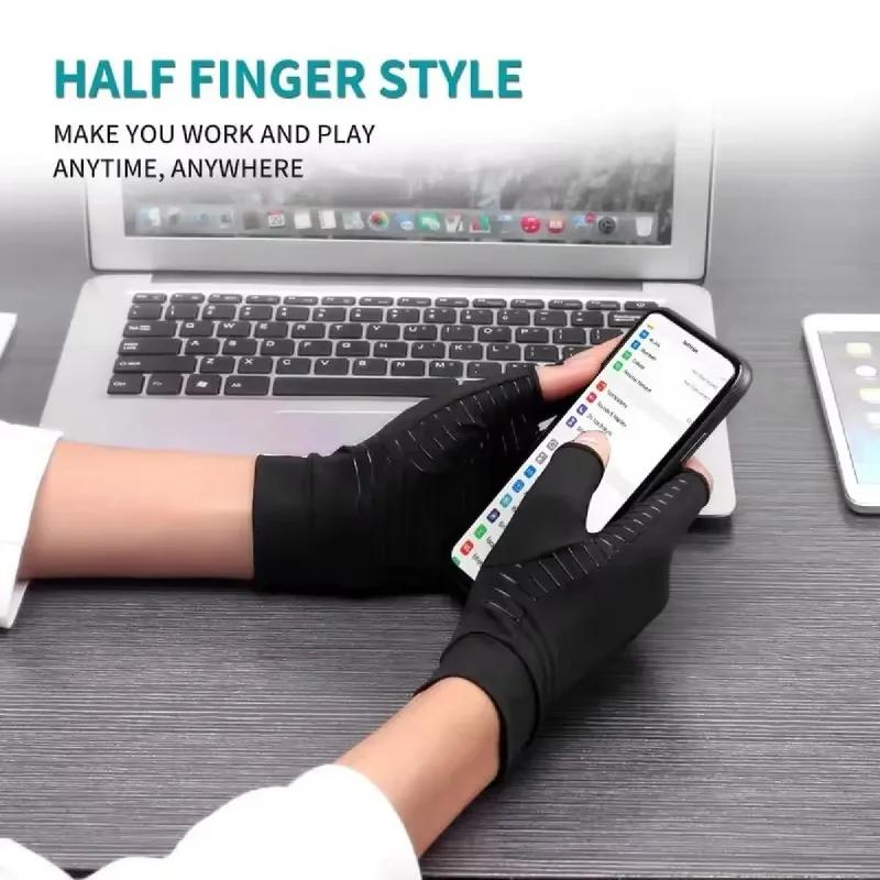 Copper Compression Arthritis Gloves Best Copper Infused Fingerless Gloves Healing for Arthritis Pain Relief Carpal Tunnel Aches