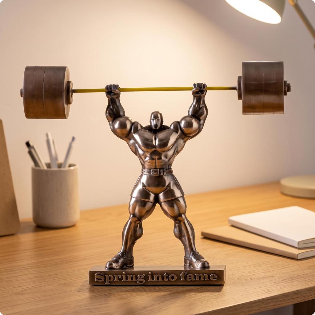 Weightlifter Figure Cold-Cast Bronze Statue Athletic for Weightlifters, Athletes
